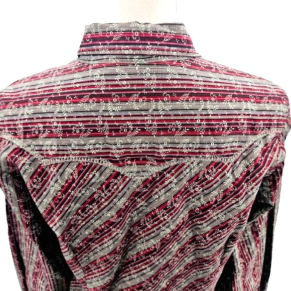 ROPER Western Pearl Snap Cotton Shirt Red Burgandy - Picture 2 of 9